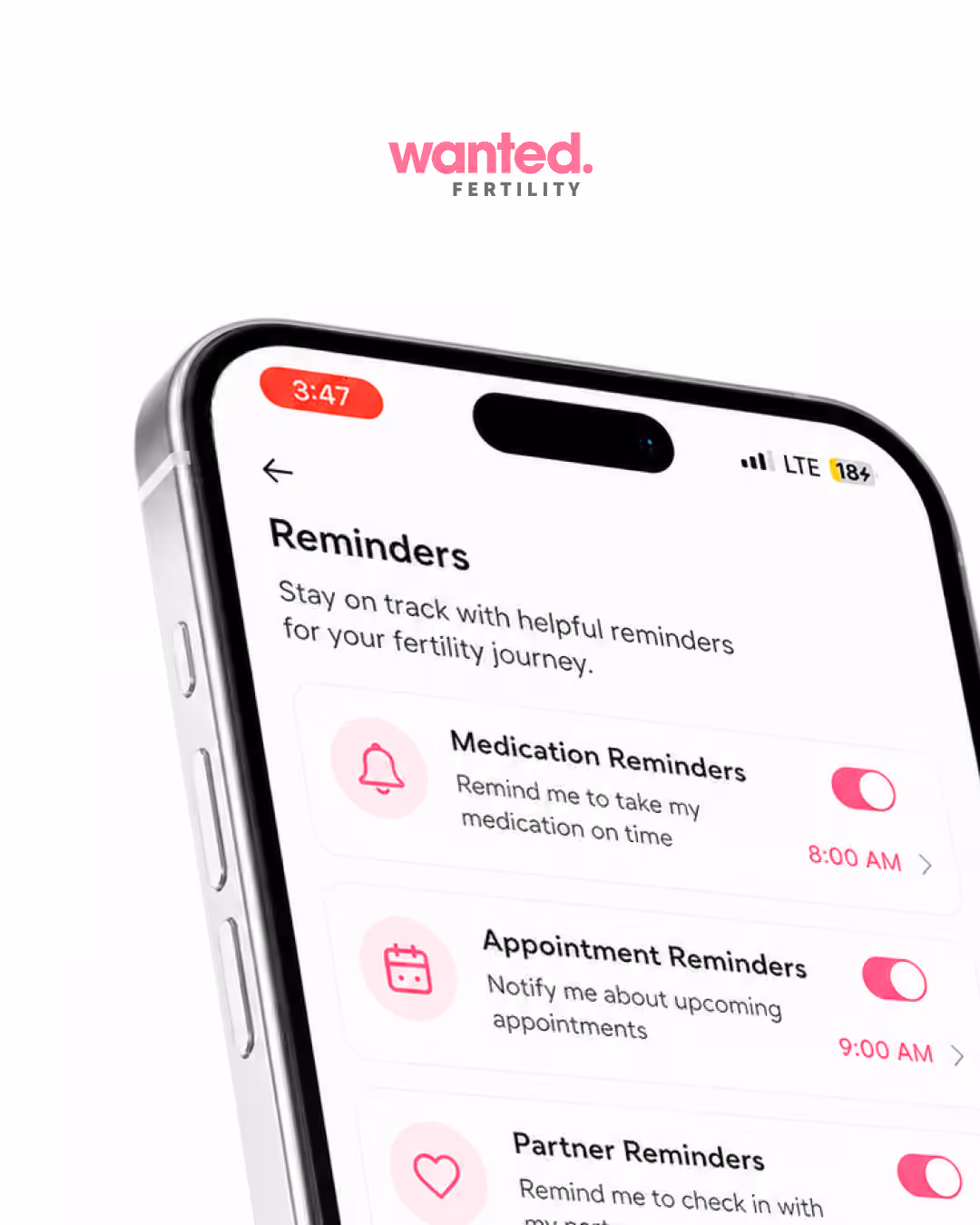 Wanted Fertility app UI 8